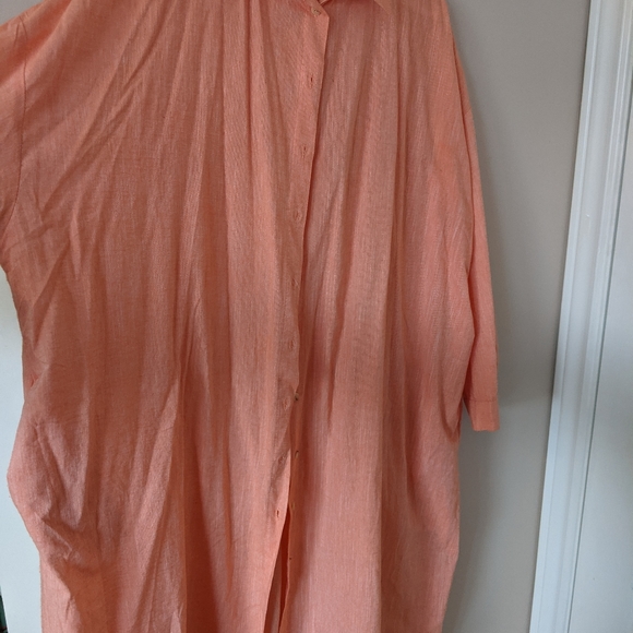 Pastel orange oversized shirt|%100 cotton|Summer - Picture 5 of 5